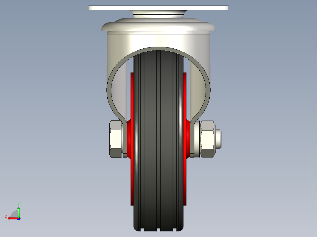 旋转蓖麻轮70毫米大负载承重轮后视图