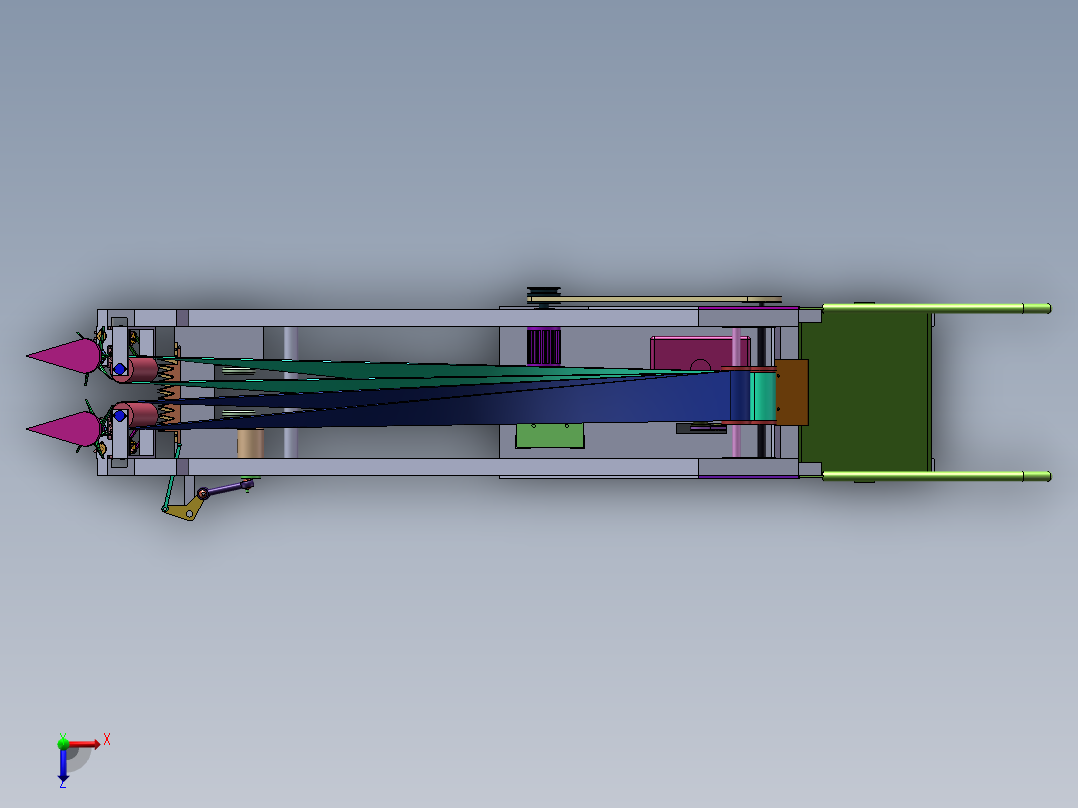 温室韭菜收割机的设计【三维SOLIDWORKS】俯视图