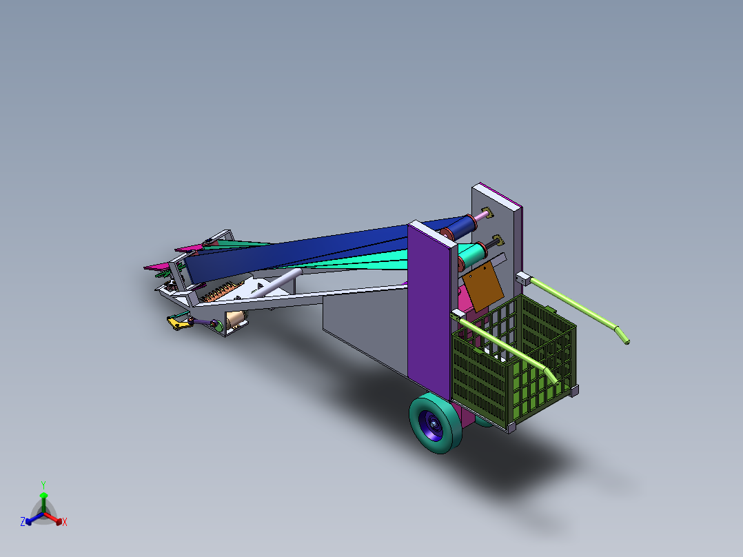 温室韭菜收割机的设计【三维SOLIDWORKS】正等轴测图