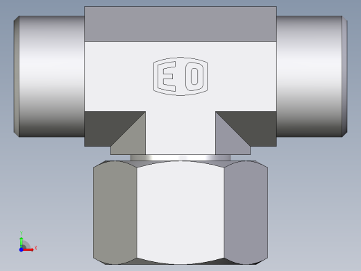 卡套式工业通用硬管接头EO_Swivel_nut_branch_tee_ET16SOMD71前视缩略图