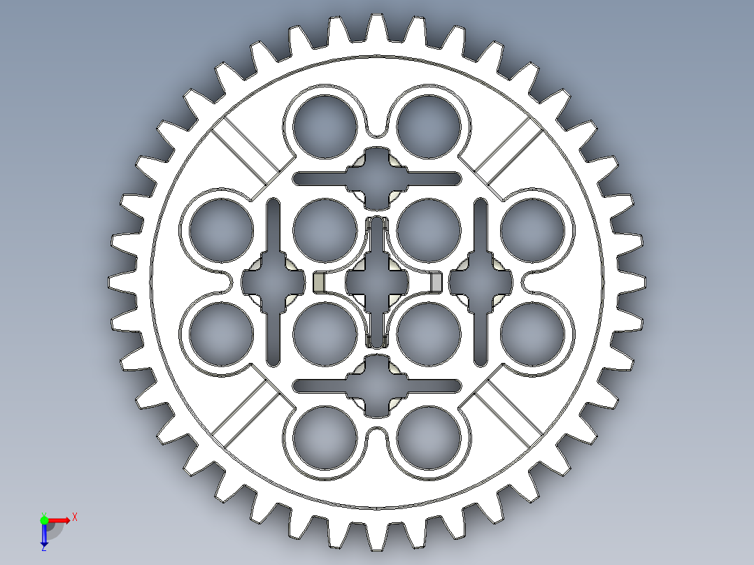 3649 Dark Green Technic Gear 40 Tooth.STEP俯视图