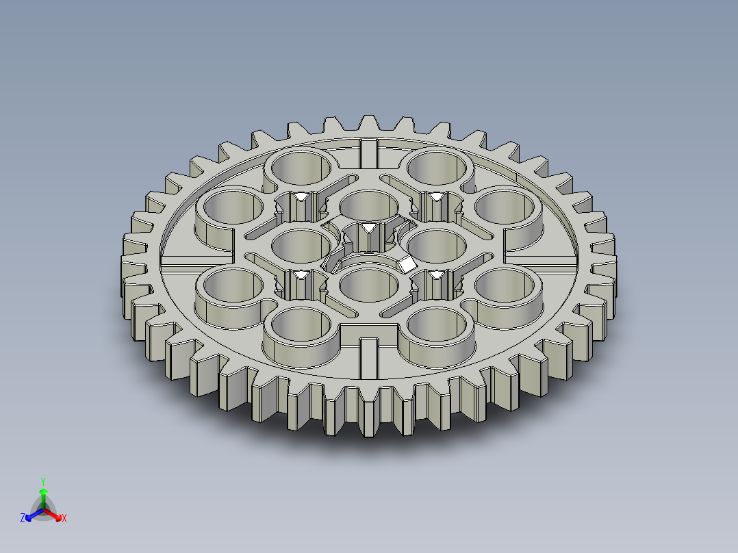 3649 Dark Green Technic Gear 40 Tooth.STEP正等轴测图