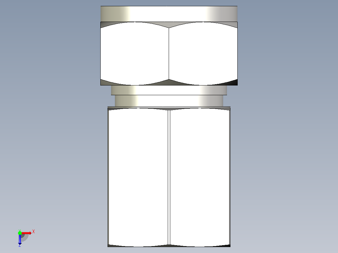 SS世伟洛克卡套管接头，内螺纹接头，18毫米外径x 1-2英寸。ISO平行（标准）内螺纹俯视图