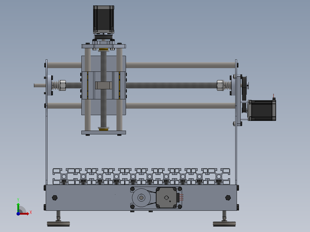 数控机床、普通三轴CNC数控机床3D图纸 solidworks设计 附PDF平面图前视图
