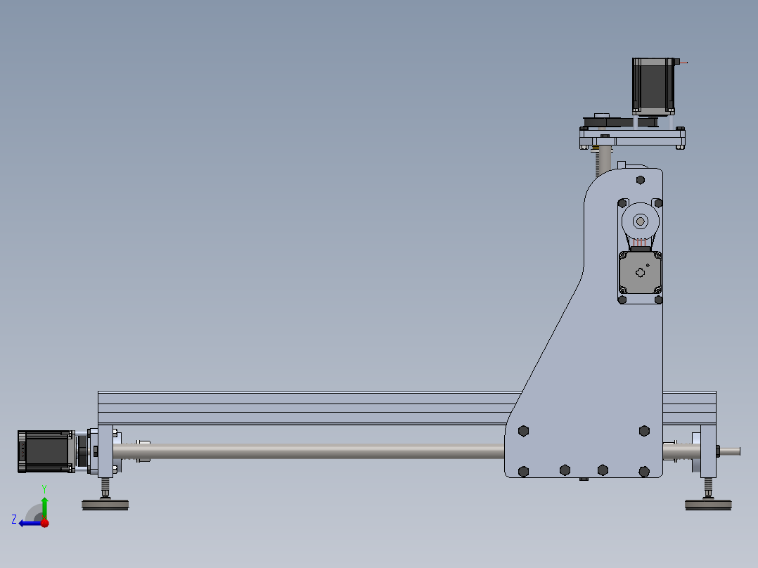 数控机床、普通三轴CNC数控机床3D图纸 solidworks设计 附PDF平面图右视图