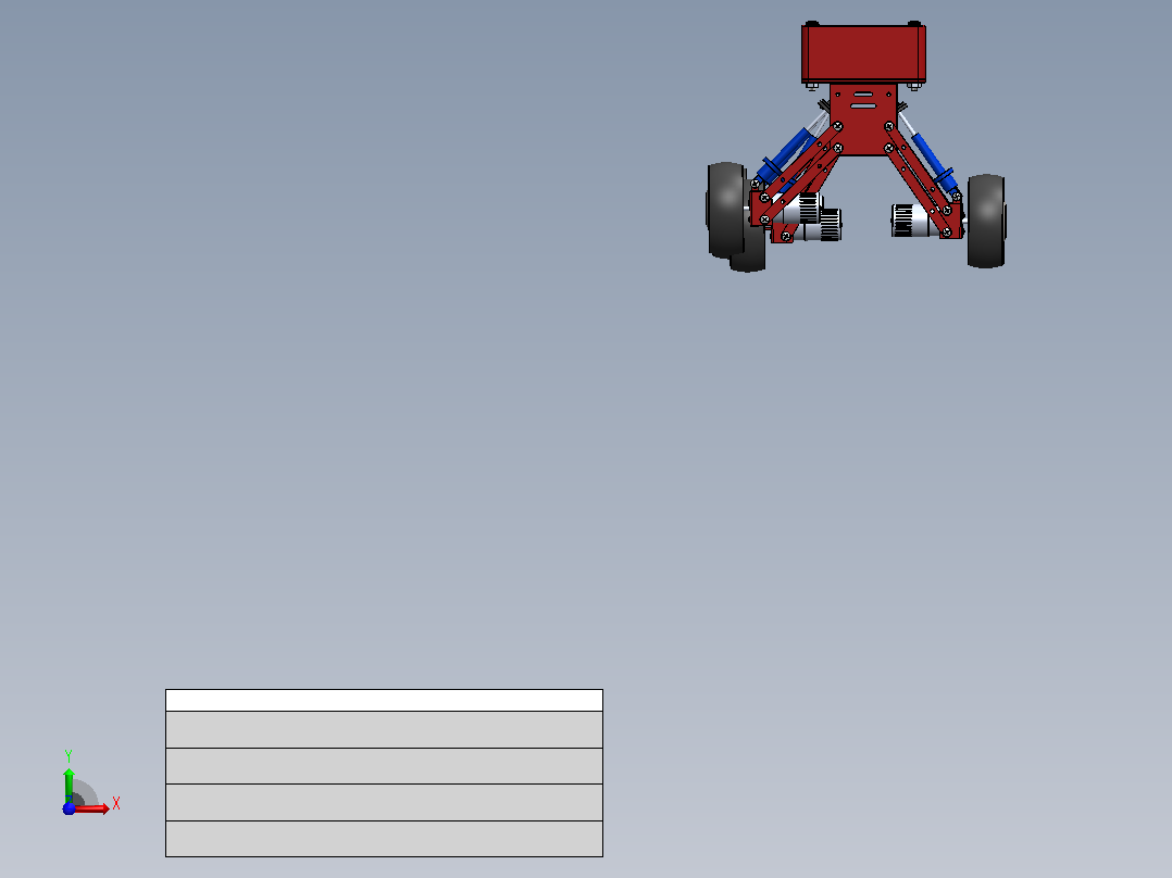 带悬架系统的六轮小车3D图纸 Solidworks设计前视图
