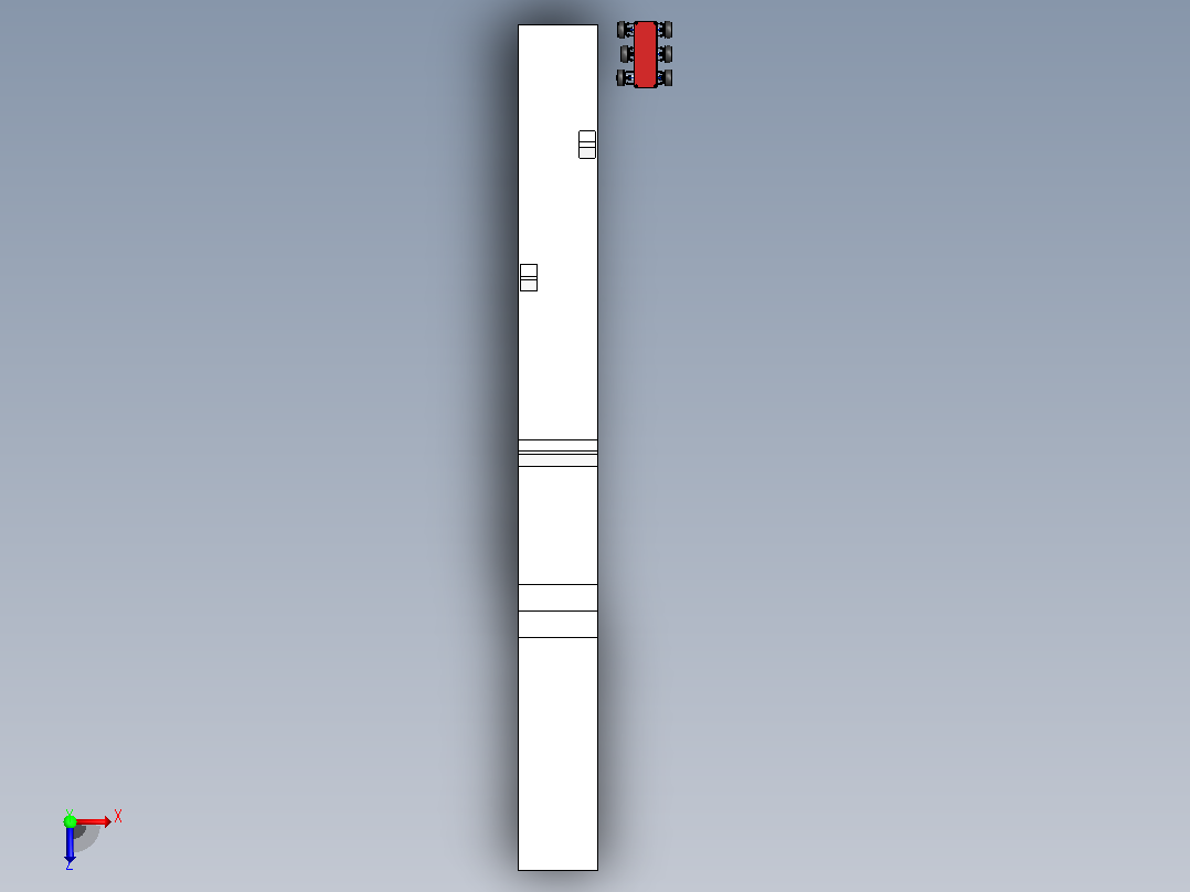 带悬架系统的六轮小车3D图纸 Solidworks设计俯视图
