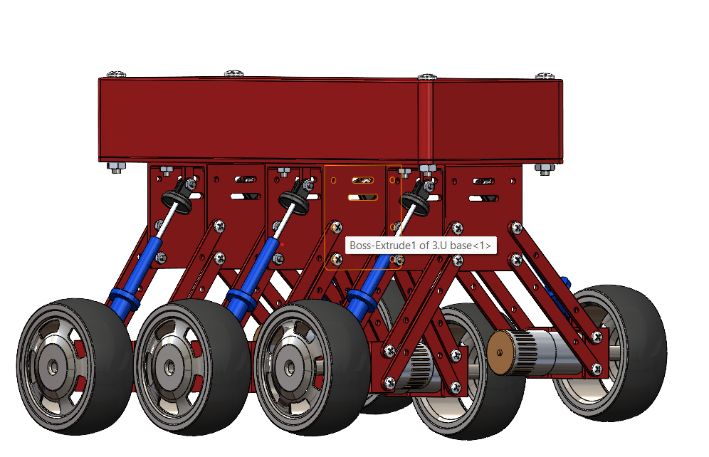 带悬架系统的六轮小车3D图纸 Solidworks设计