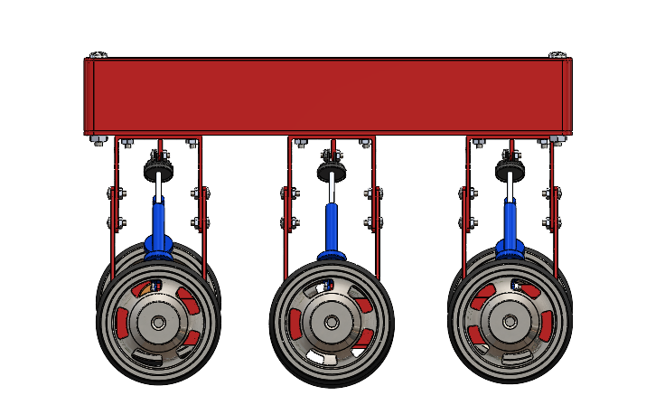 带悬架系统的六轮小车3D图纸 Solidworks设计