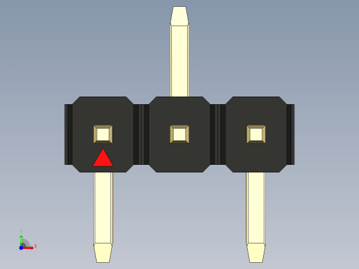 彩色公排针 100mil 2.54mm 系列-DS1022_black_03p_100mil_Type_SMT_R2_rev1.0前视缩略图