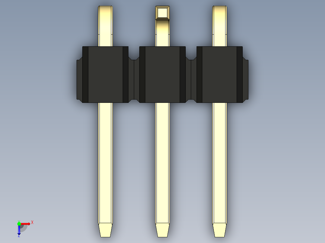 彩色公排针 100mil 2.54mm 系列-DS1022_black_03p_100mil_Type_SMT_R2_rev1.0俯视图