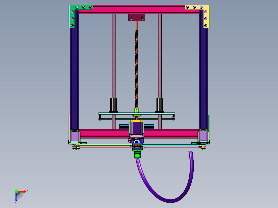 高精度coreXY结构双色3D打印机俯视图