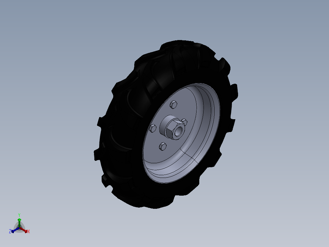 高负载能力农用机械轮胎组装正等轴测图