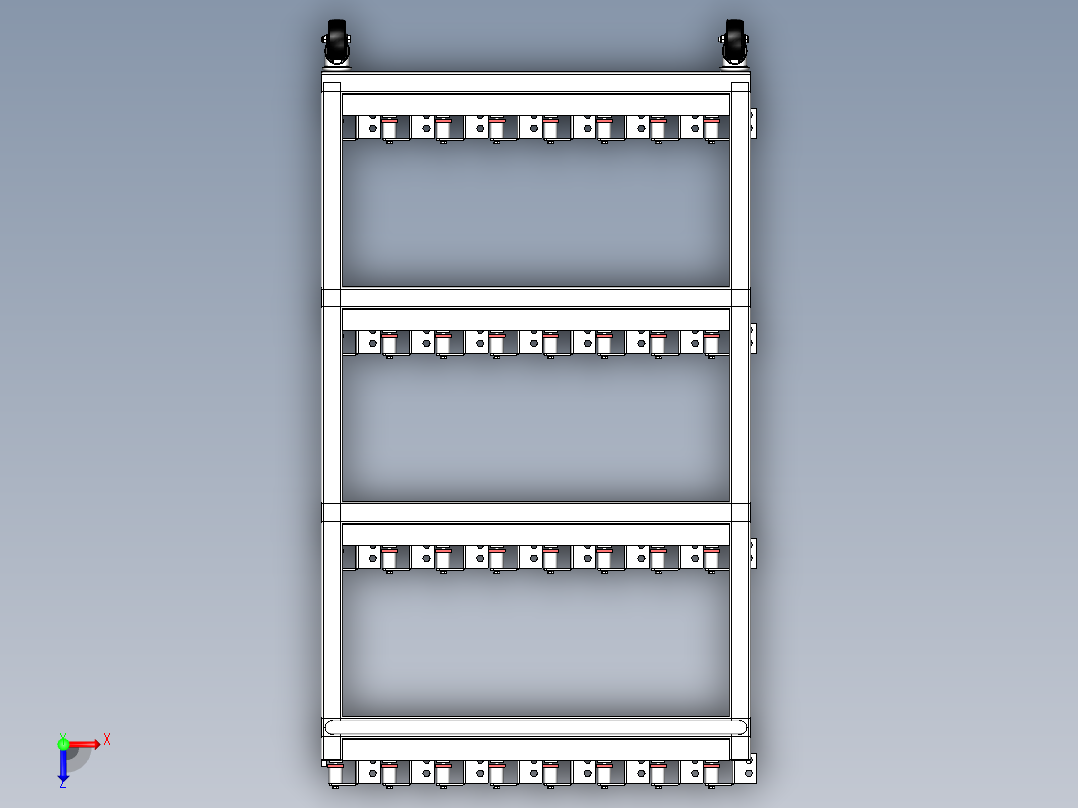 铜排物料周转工装车俯视图