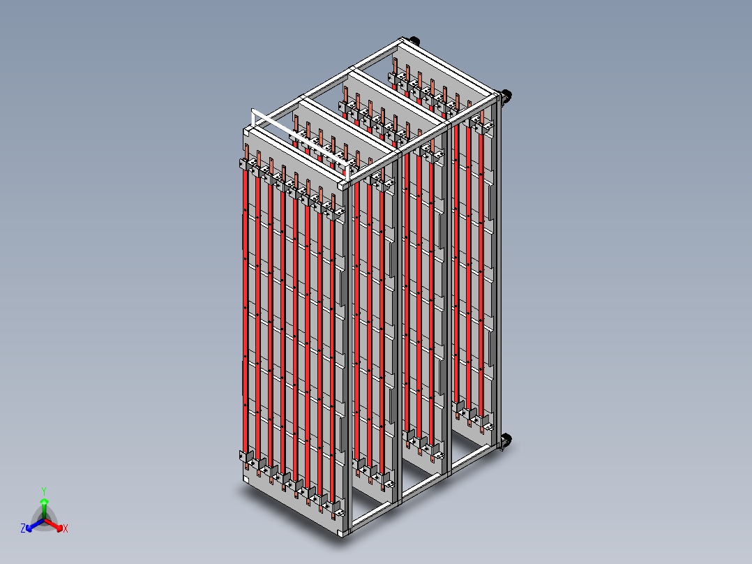 铜排物料周转工装车正等轴测图