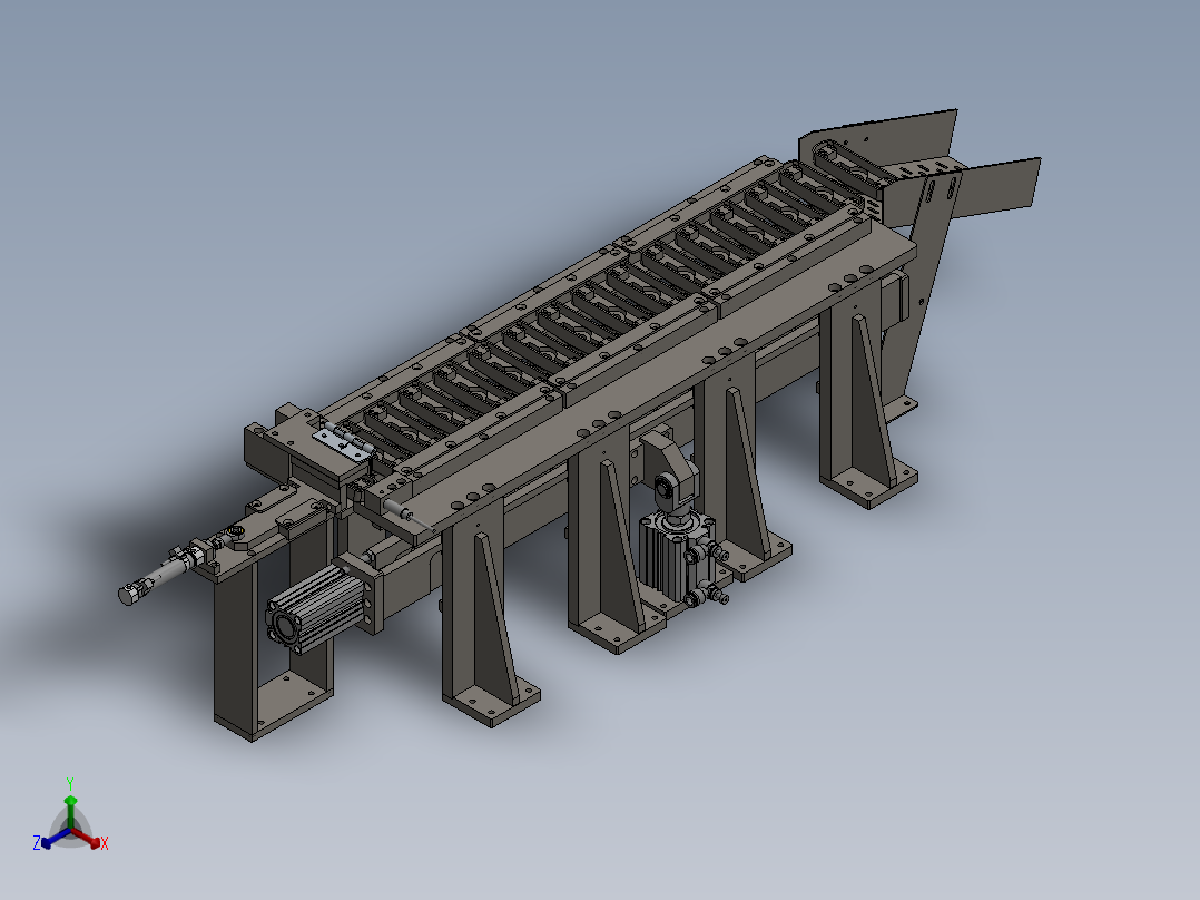 步进拨叉供料机构正等轴测图