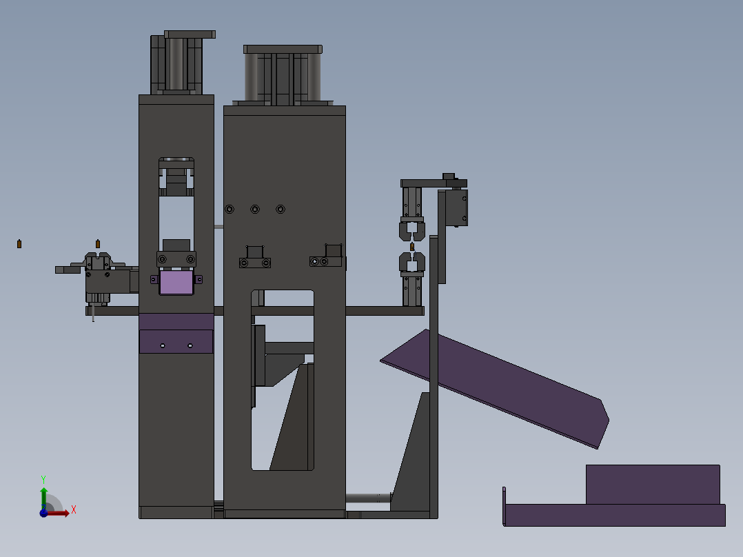 电容剪脚折弯机构前视图