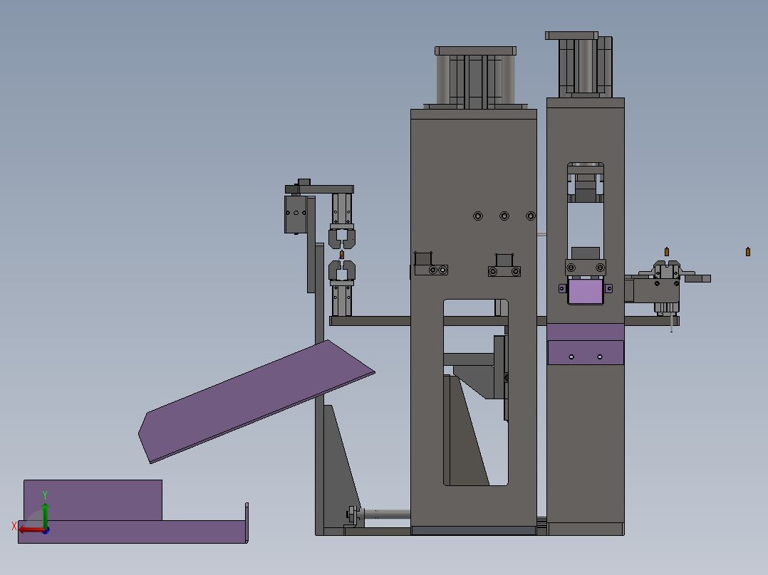 电容剪脚折弯机构后视图