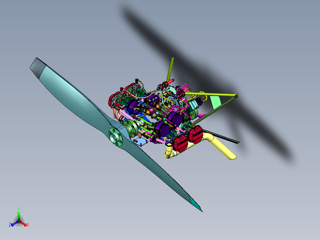 桨叶旋转引擎飞机发动机