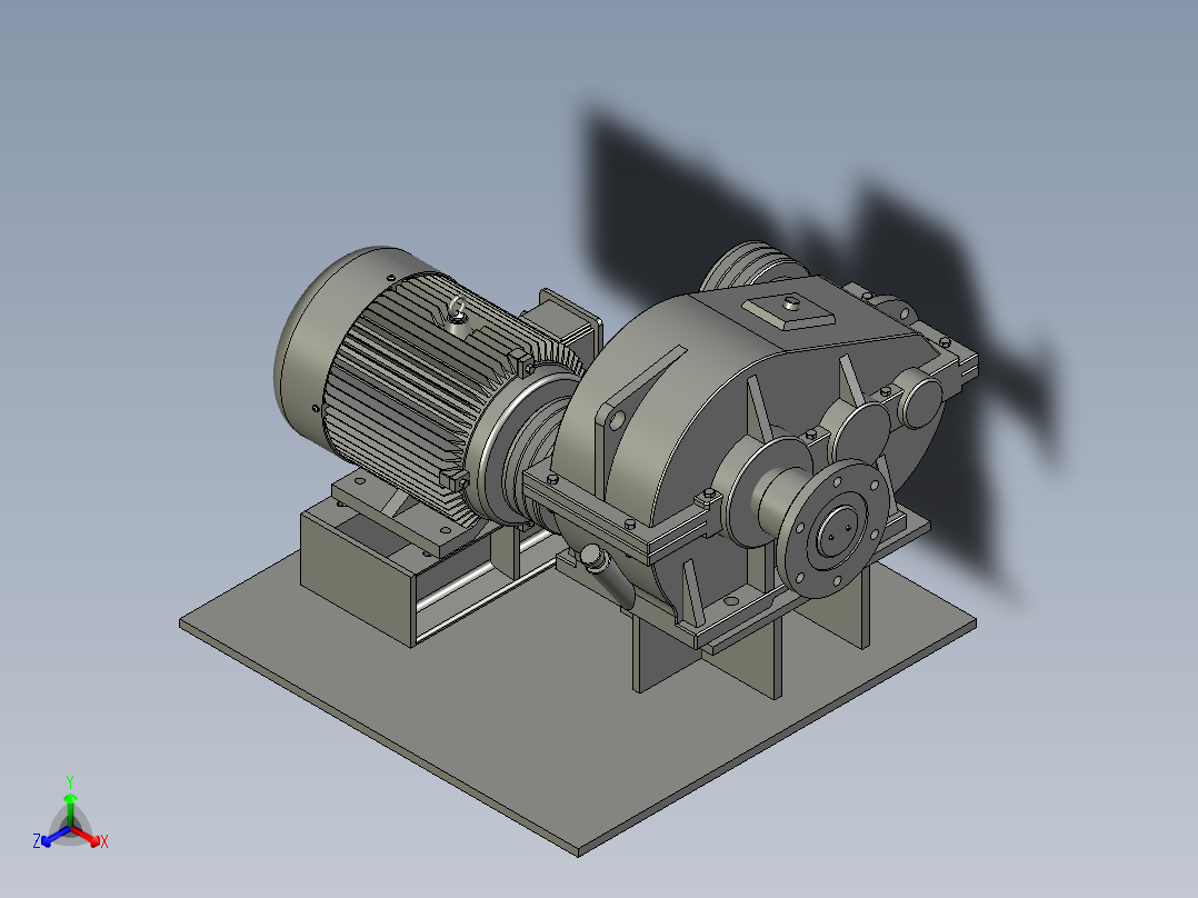 PZ3-MZ03-01A-00电机减速机总成A型正等轴测图