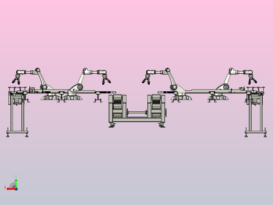 大型光伏面板自动化生产线后视图