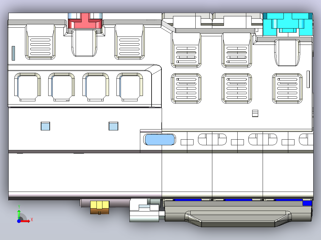 NB1L-40 3P&amp;N剩余电流动作断路器三维模型202010前视图