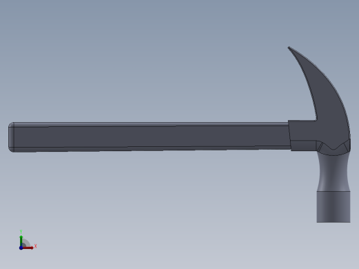 solidworks 长柄粗面锤子3D模型前视缩略图