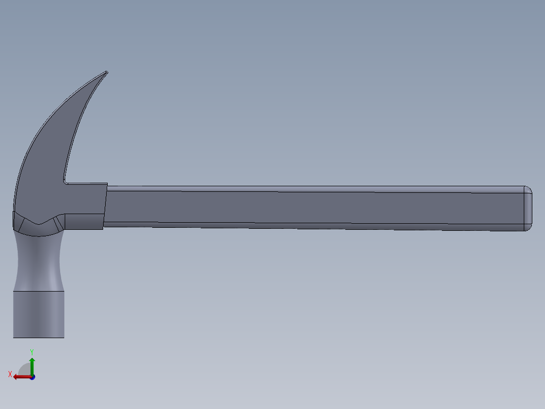 solidworks 长柄粗面锤子3D模型后视图
