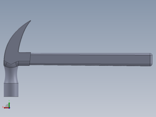 solidworks 长柄粗面锤子3D模型后视缩略图