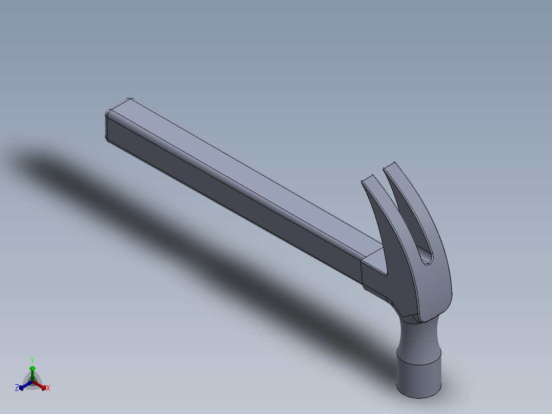 solidworks 长柄粗面锤子3D模型正等轴测图