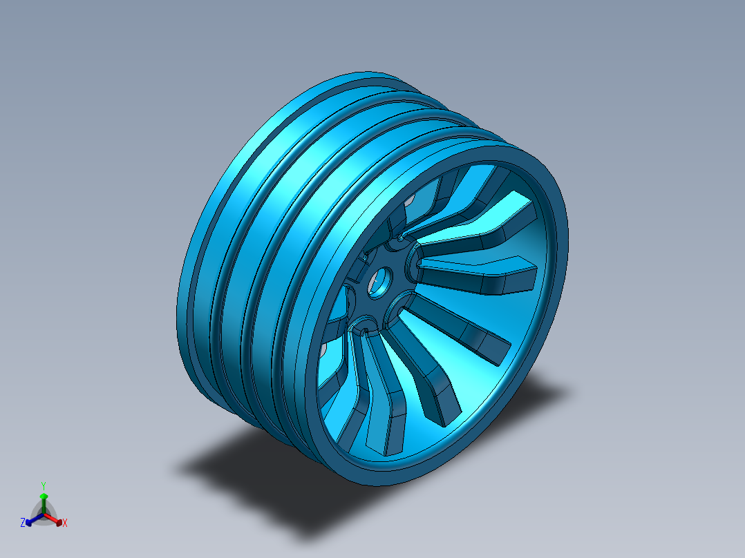 蓝色轮毂正等轴测图