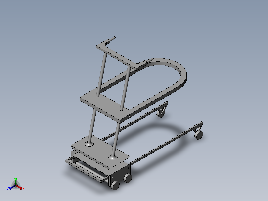 门诊护理用具有伸缩功能的行走辅助装置正等轴测图