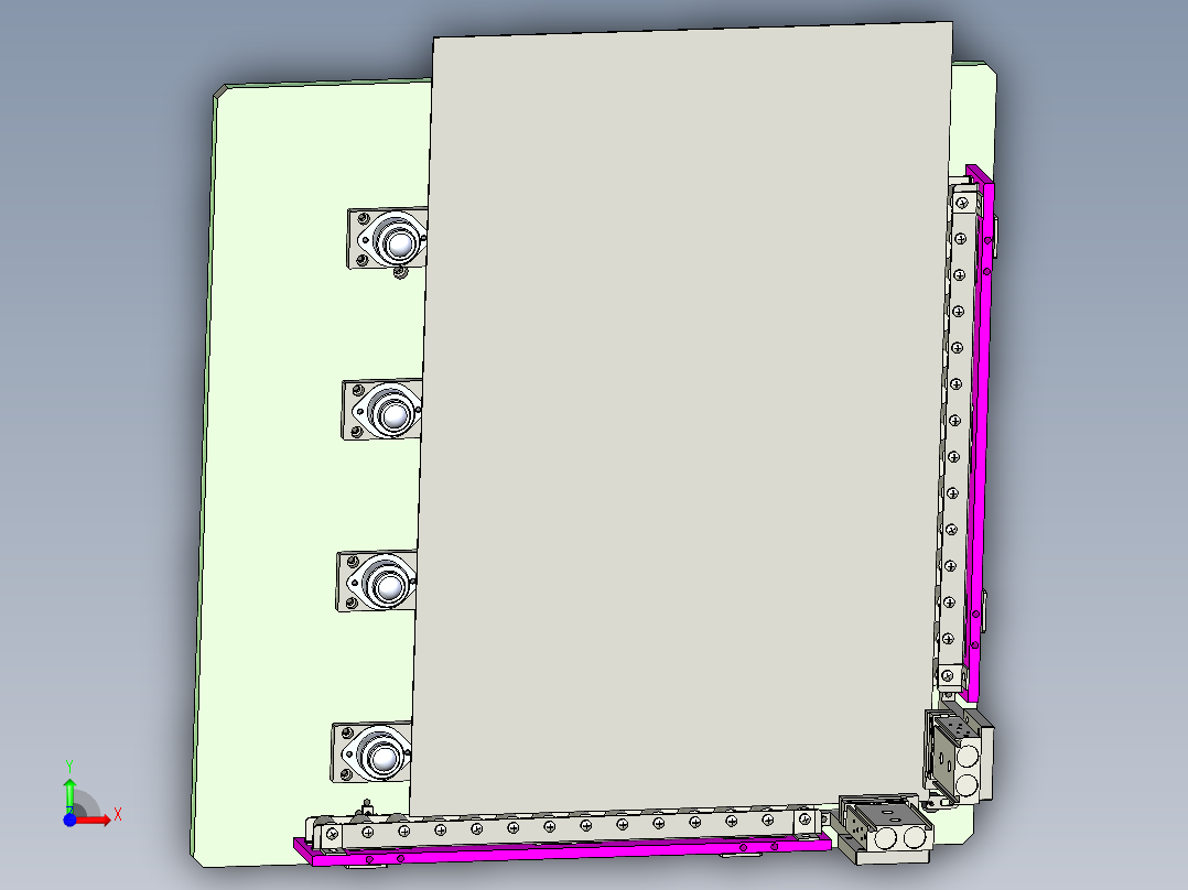 钣金斜面定位及叠料检测机构前视图