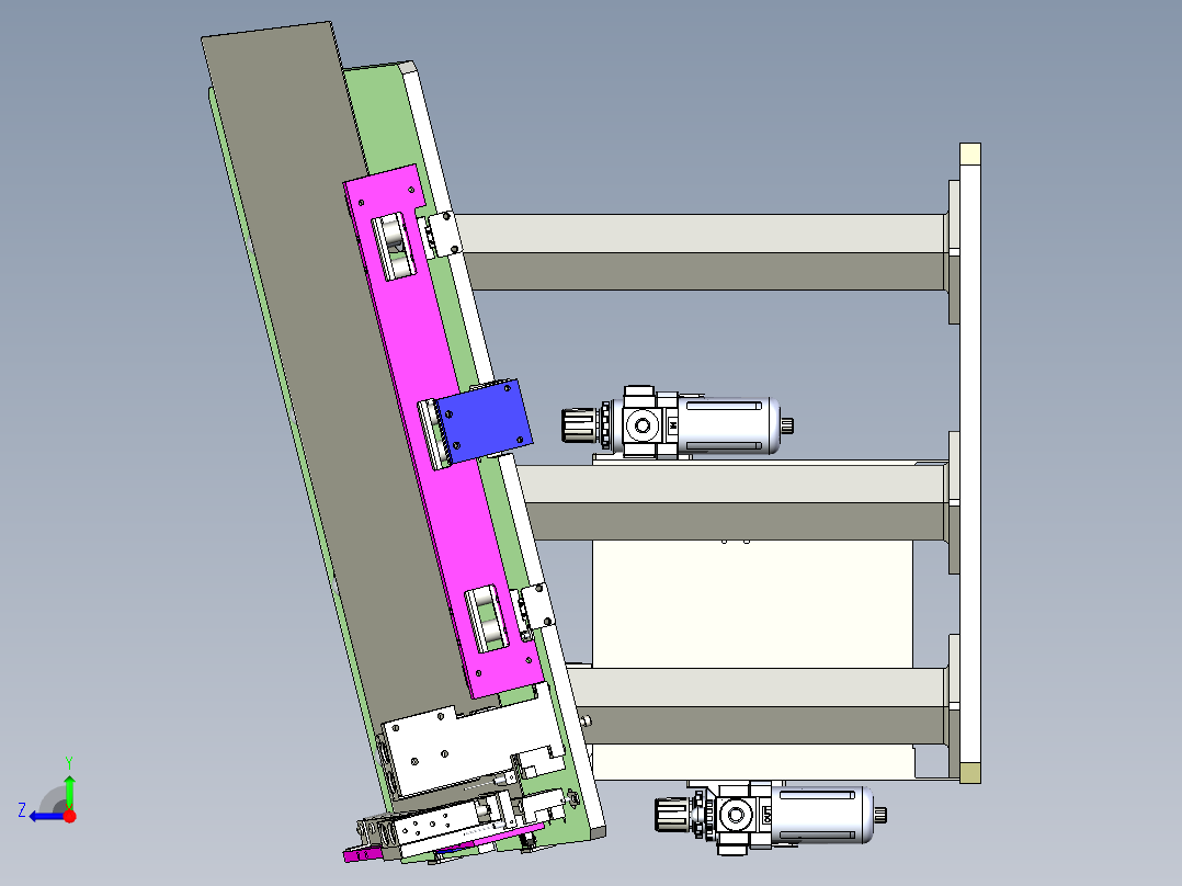 钣金斜面定位及叠料检测机构右视图