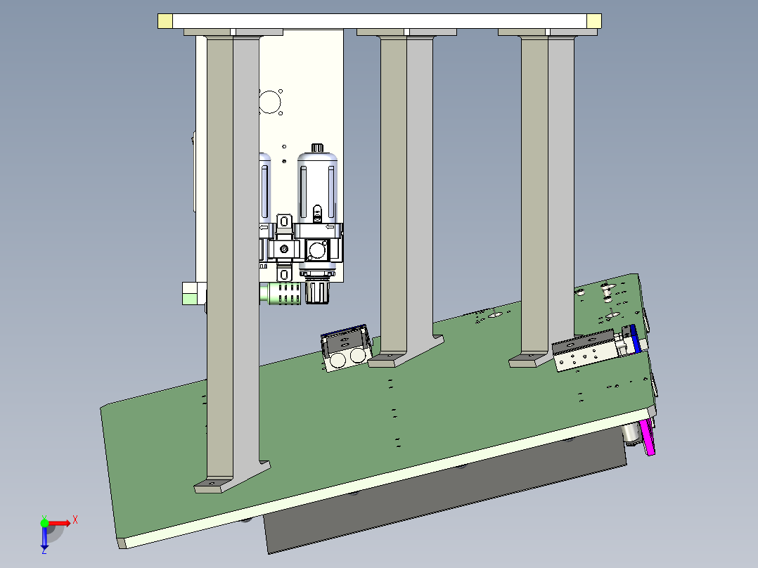 钣金斜面定位及叠料检测机构俯视图