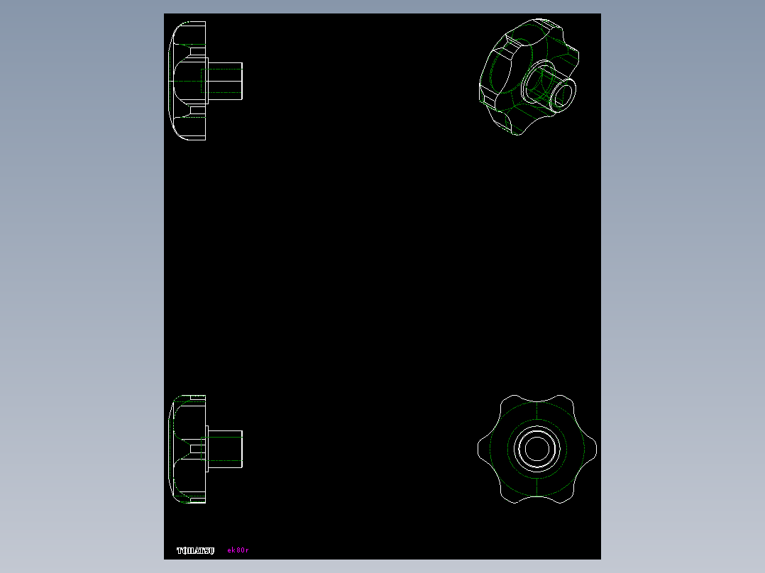 星型把手(A)EK-N-SUS,EK-R,-SUS,EK-T,-SUS-2D多系列多零件图纸模型