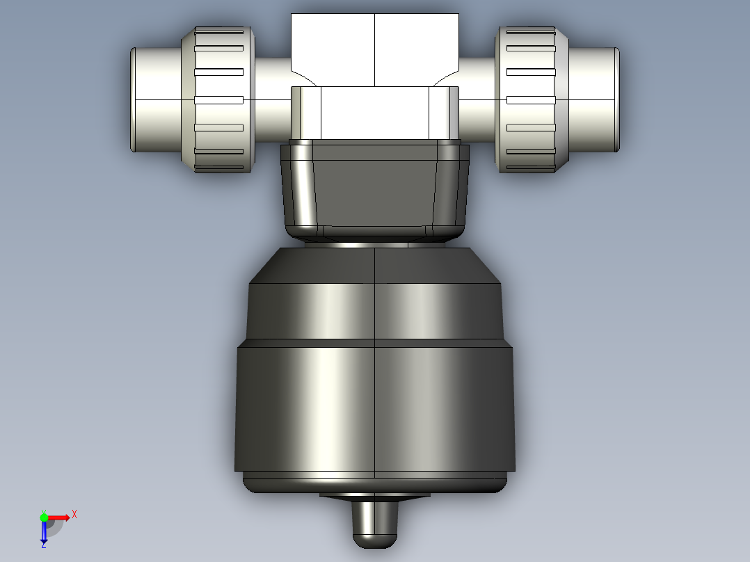 11DKUACCP NO 气动隔膜阀常开，与溶剂焊接女性联盟结束，ASTM PVC-C系列俯视图