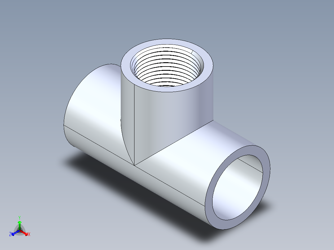 聚氯乙烯配件03-Sch80_Tee_SxSxFPT_802-010_1in正等轴测图