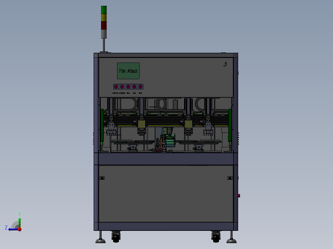 直线电机双动子贴膜摆盘机右视图