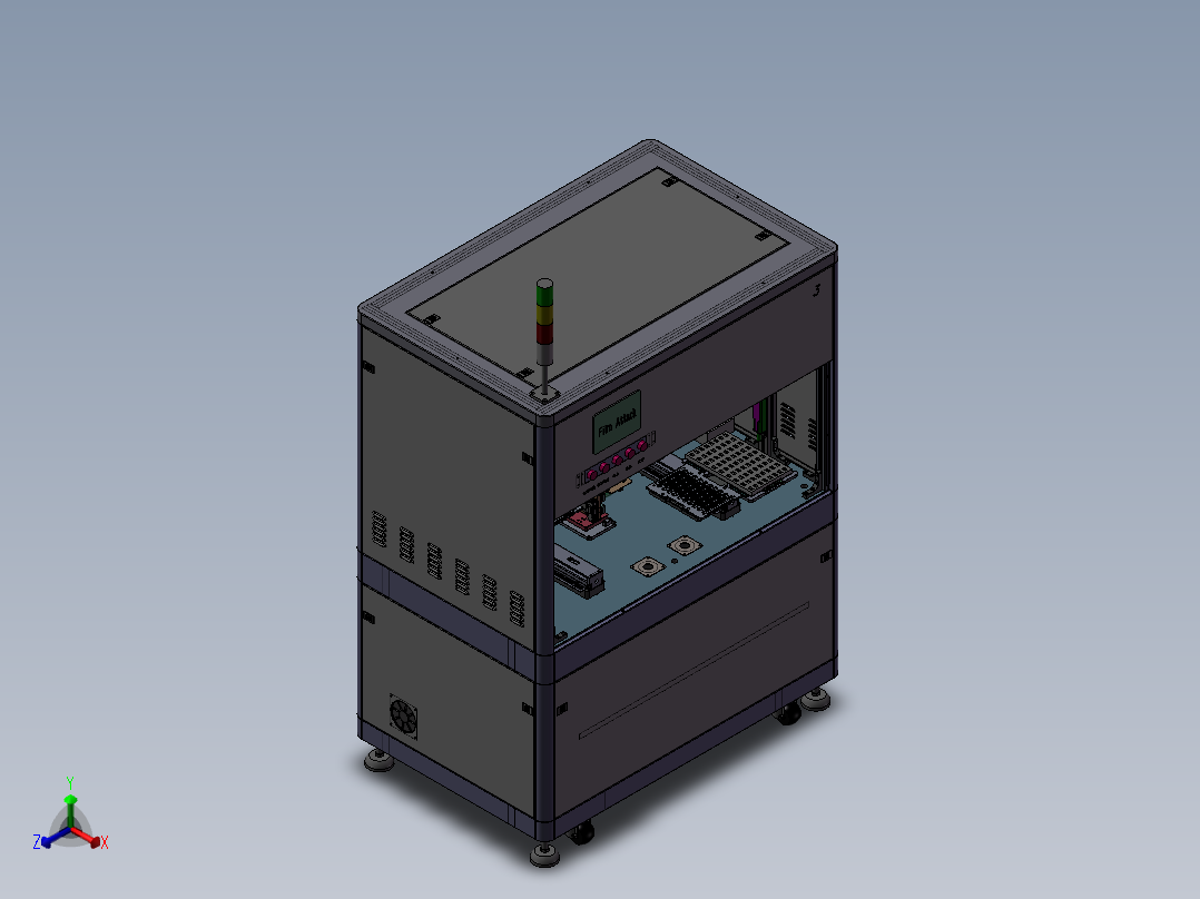 直线电机双动子贴膜摆盘机正等轴测图
