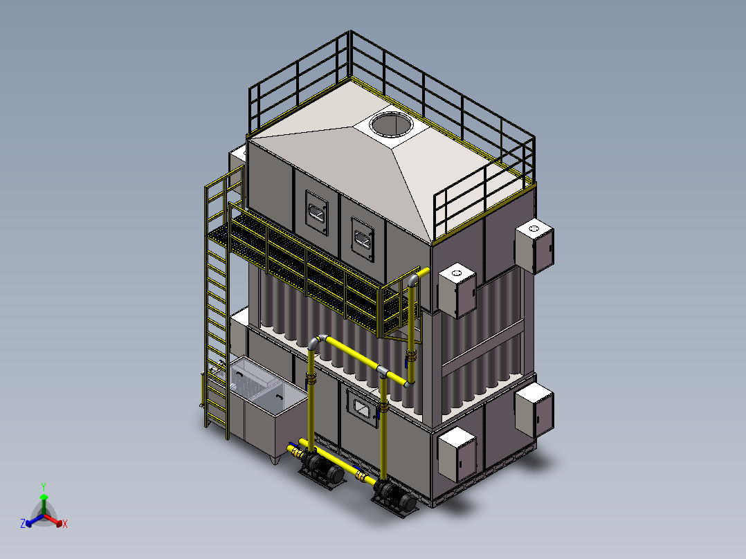 2w湿电除尘器正等轴测图