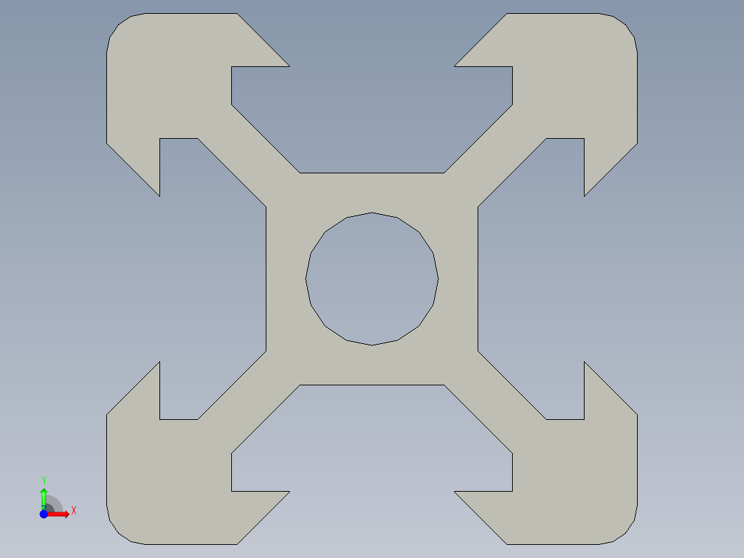 铝制结构型材 V 形槽 20x20mm前视图