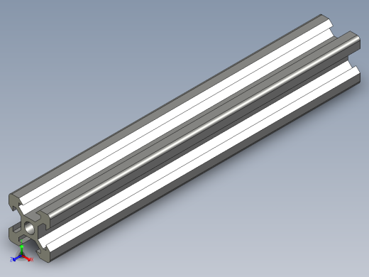 铝制结构型材 V 形槽 20x20mm正等轴测缩略图