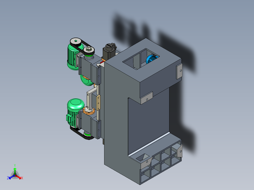 三轴卧式钻镗床1302405==100正等轴测图