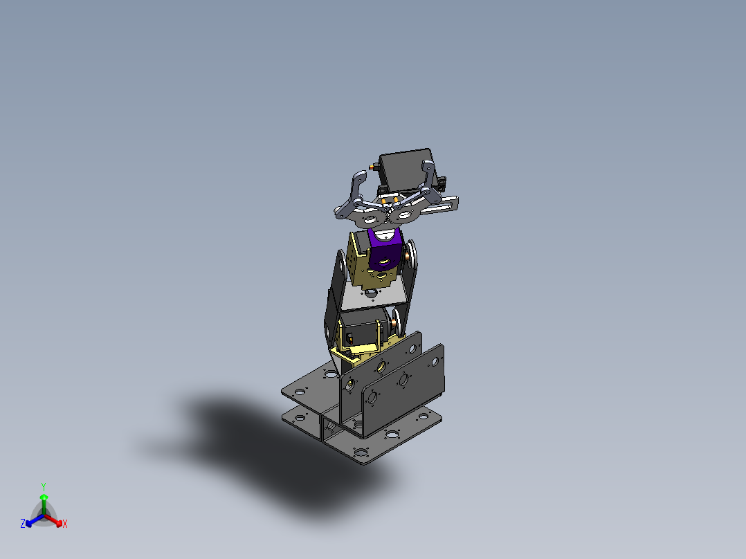 4轴机械臂正等轴测图