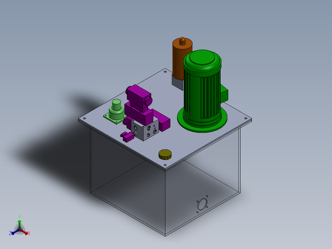 带有油箱和液压系统的液压装置..zip正等轴测图