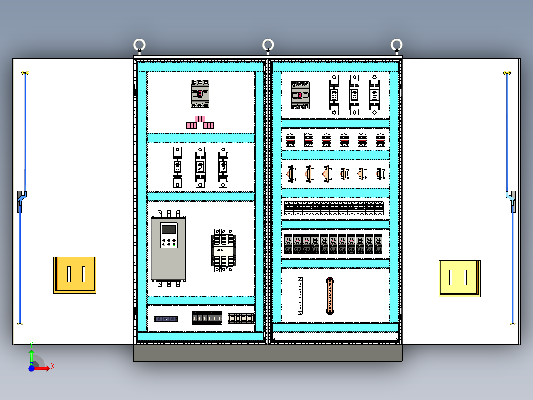 双柜组装软启动旁路直流接触器控制柜前视图