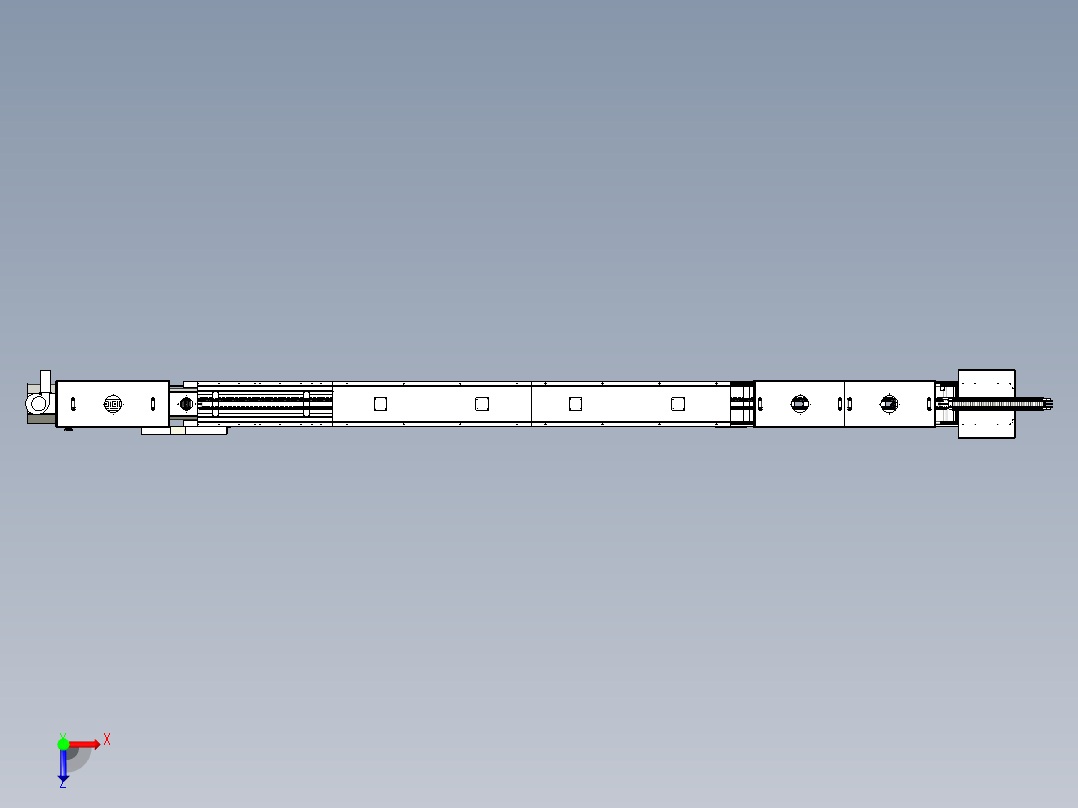 喷油流水线（喷淋、烘干等过程）俯视图