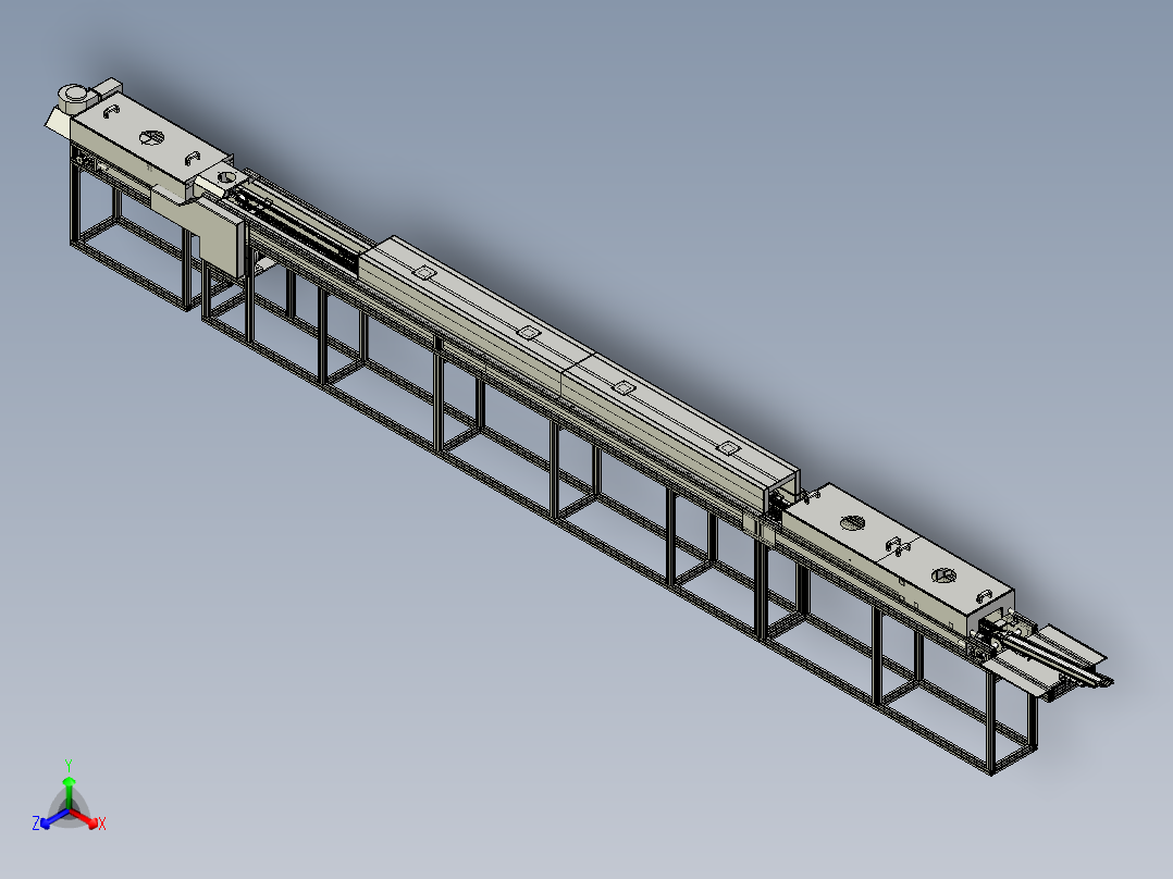 喷油流水线（喷淋、烘干等过程）正等轴测图