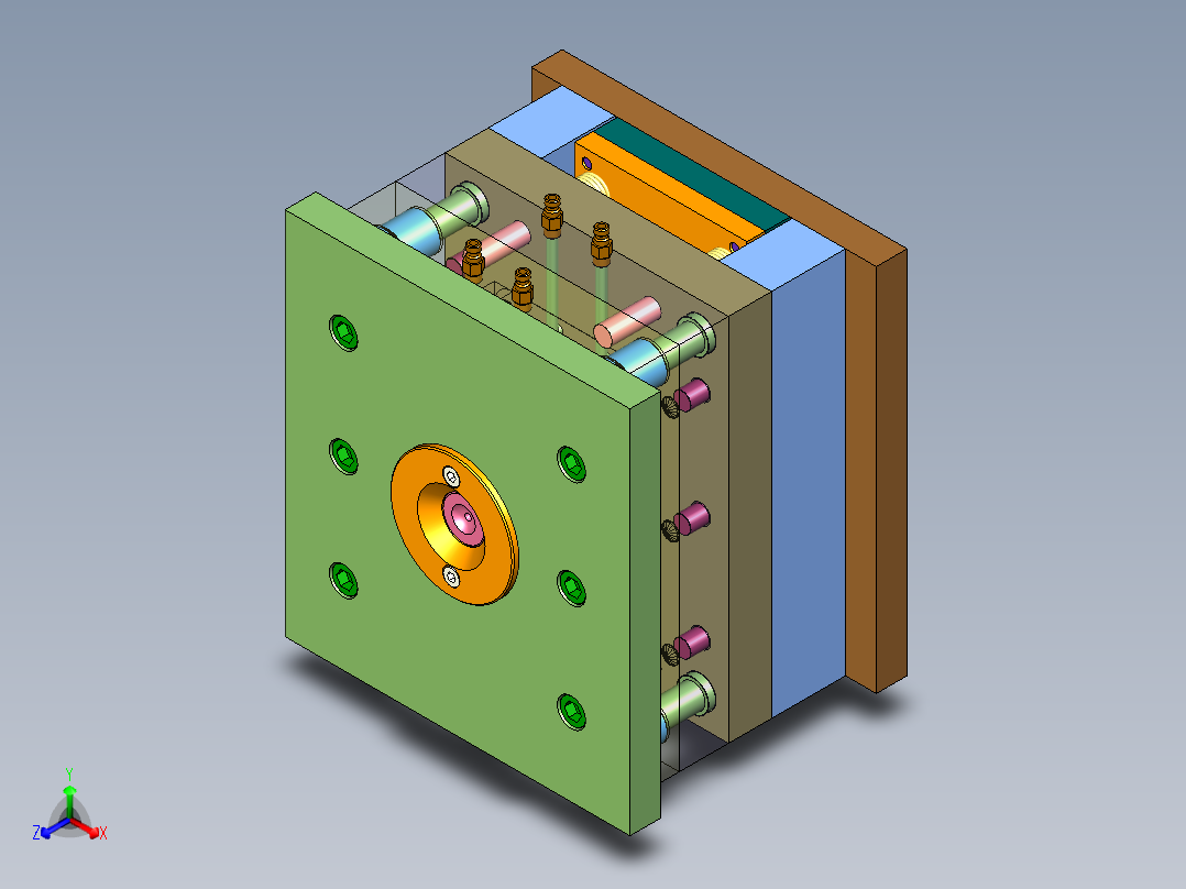 苹果手机后壳注塑模具正等轴测图